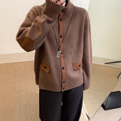 美拉德100羊毛针织开衫 休闲立领显瘦毛衣 女装 女秋季 外套2025新款