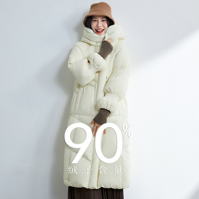 云朵中长款2025巨好看的羽绒服女冬新款加厚过膝休闲连帽外套