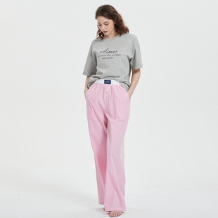 女百搭通勤设计感女裤 时尚 拖地休闲长裤 宽松垂感直筒裤 条纹阔腿裤