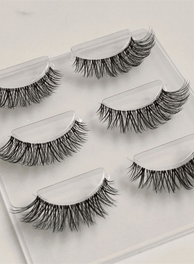 3d假睫毛欧美风混血舞台浓密卷翘长款透明梗宽梗仿真内短外长C26