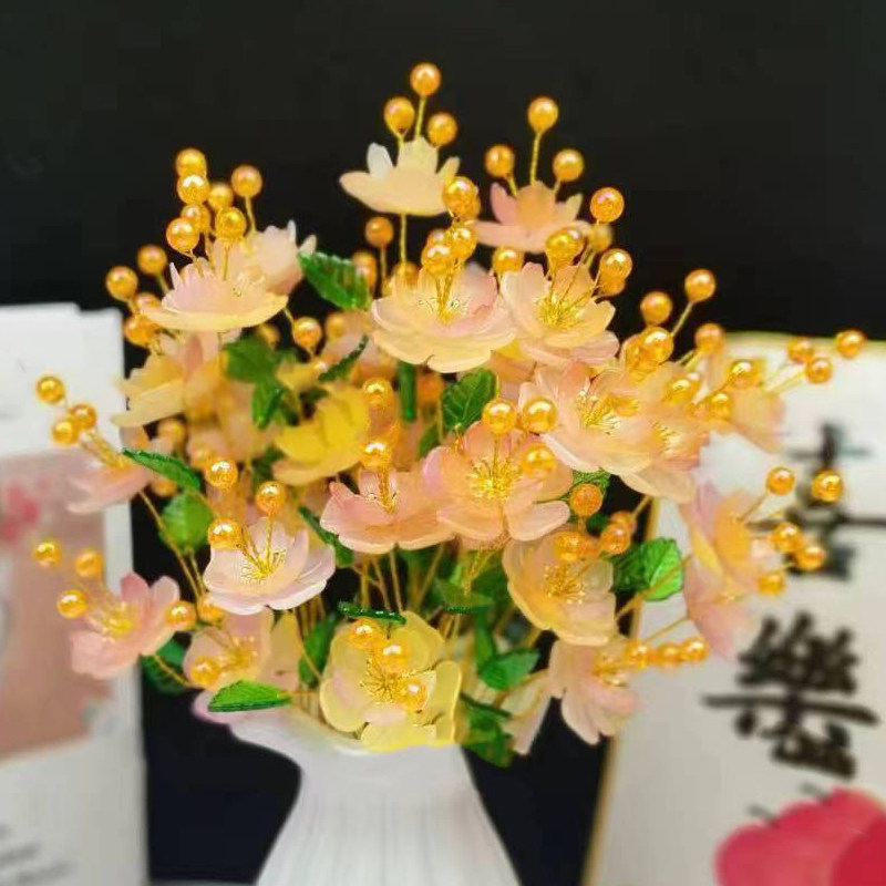 抖音同款48朵凤凰花小花芯送彩灯蝴蝶DIY制作材料手工编织花束