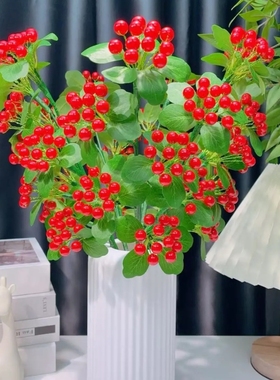 含花瓶35朵发财富贵籽仿真花材