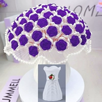 [66] Бархатные розы-серые фиолетовые+1 пустое пластиковая ваза сделайте сами