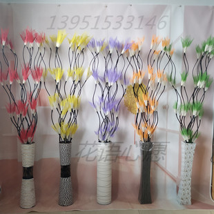 玉兰叶脉花手工百合花真树叶落地摆放橱窗酒店隔断沙发装饰花艺