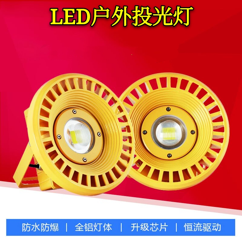 led圆形防爆投光灯隧道工矿厂房仓库油站50W100W户外彩色景观亮化