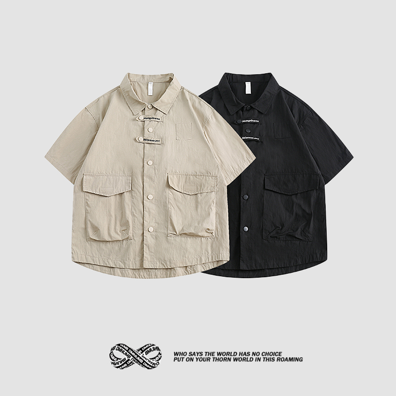 DMNUMB日系复古工装短袖衬衫