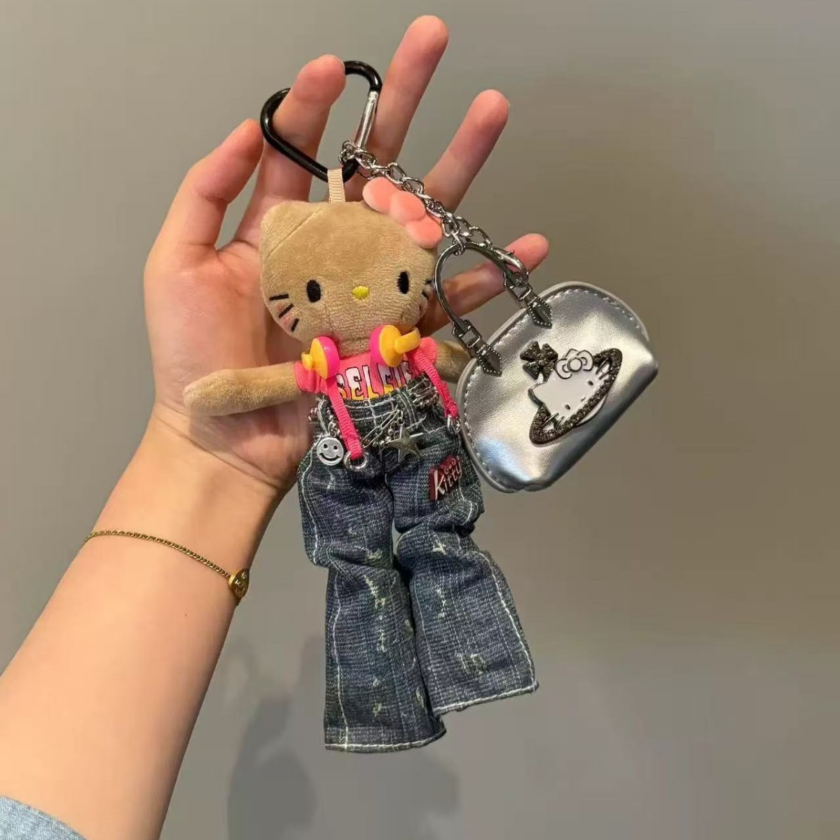 可爱长腿猫挂件哈喽猫包包挂件毛绒玩偶公仔书包kt挂饰女生可爱饰