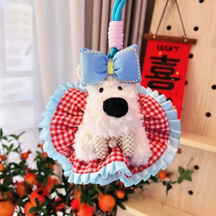 超萌可爱西高地狗狗挂件潦草狗白梗玩偶包包挂件钥匙扣毛绒公仔
