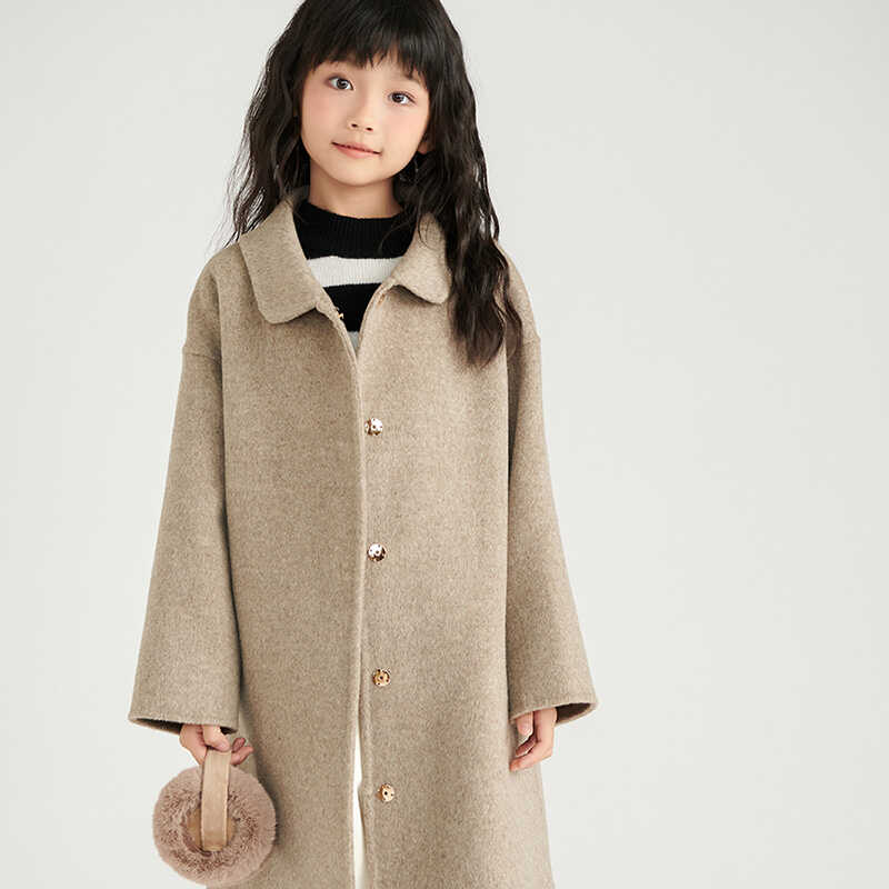 女童双面羊绒大衣儿童洋气童装厚