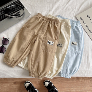 男童夏季薄款裤子2025新款儿童纯棉防蚊裤小男孩夏装宝宝休闲长裤