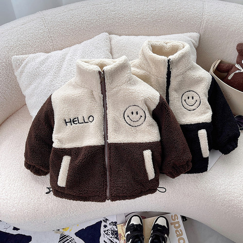 加绒加厚冬季男童外套儿童毛毛衣