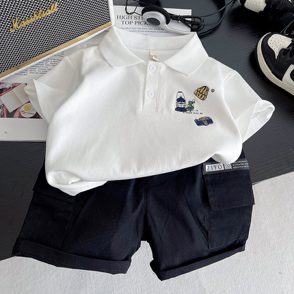 男童夏季套装2026新款儿童短袖polo衫宝宝夏天衣服薄款男孩两件套