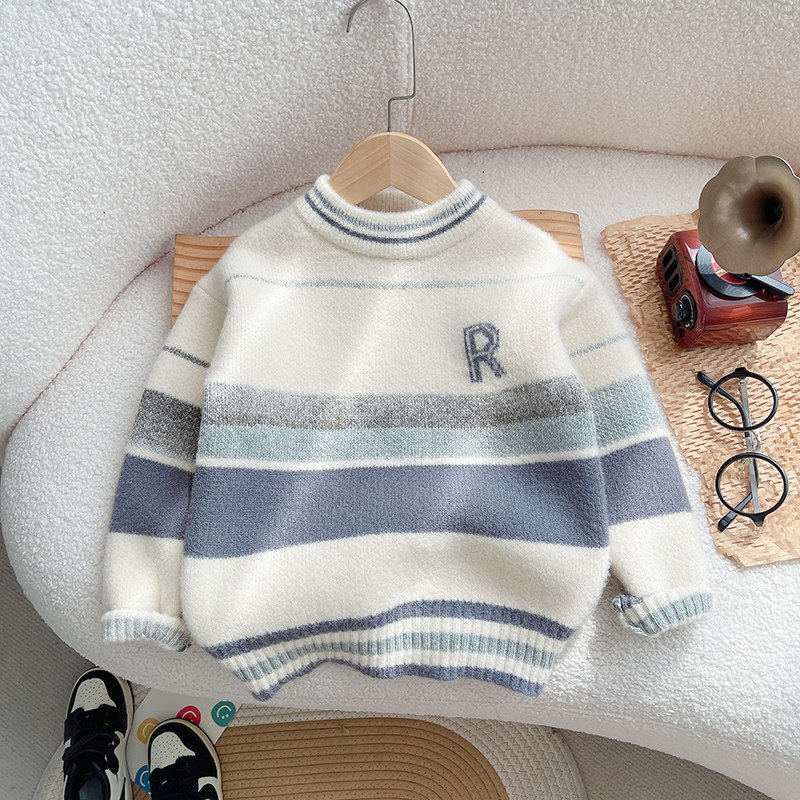 男童毛衣秋冬款儿童羊绒衫冬季男孩加厚针织衫上衣洋气宝宝打底衫