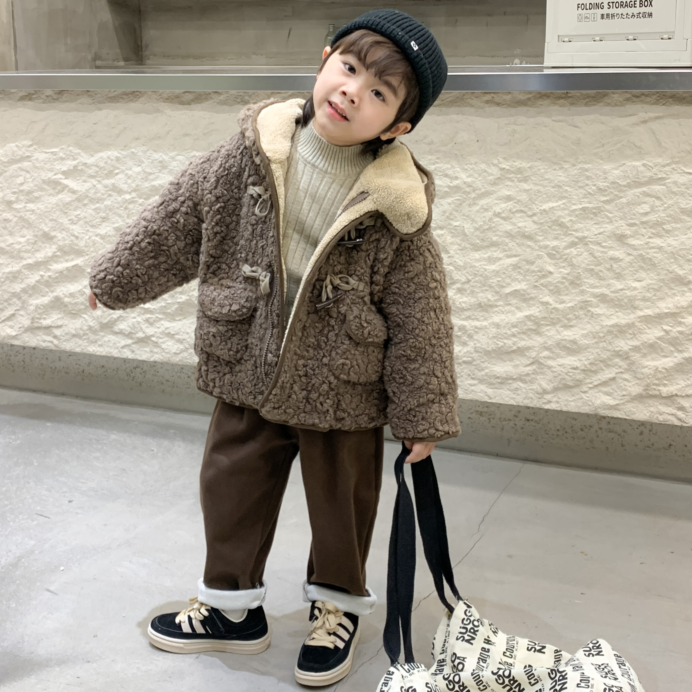 加绒加厚男童外套冬季儿童衣服潮