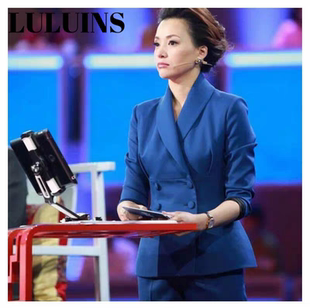 衣服蓝色西装 私人精品董卿同款 裤 子时尚 样衣M码 气质西服套装 特惠