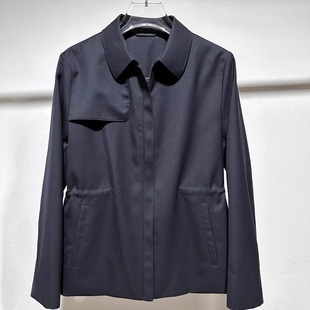 十四姐姐高端女装 全羊毛夹克短外套英伦风衣显瘦蓝黑 2026春秋新品