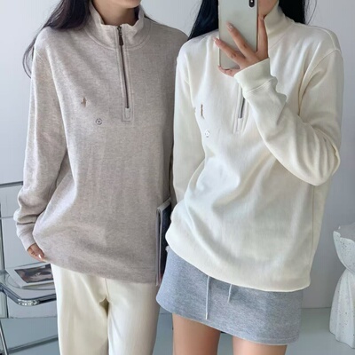 春秋男女同款纯棉半拉链休闲卫衣