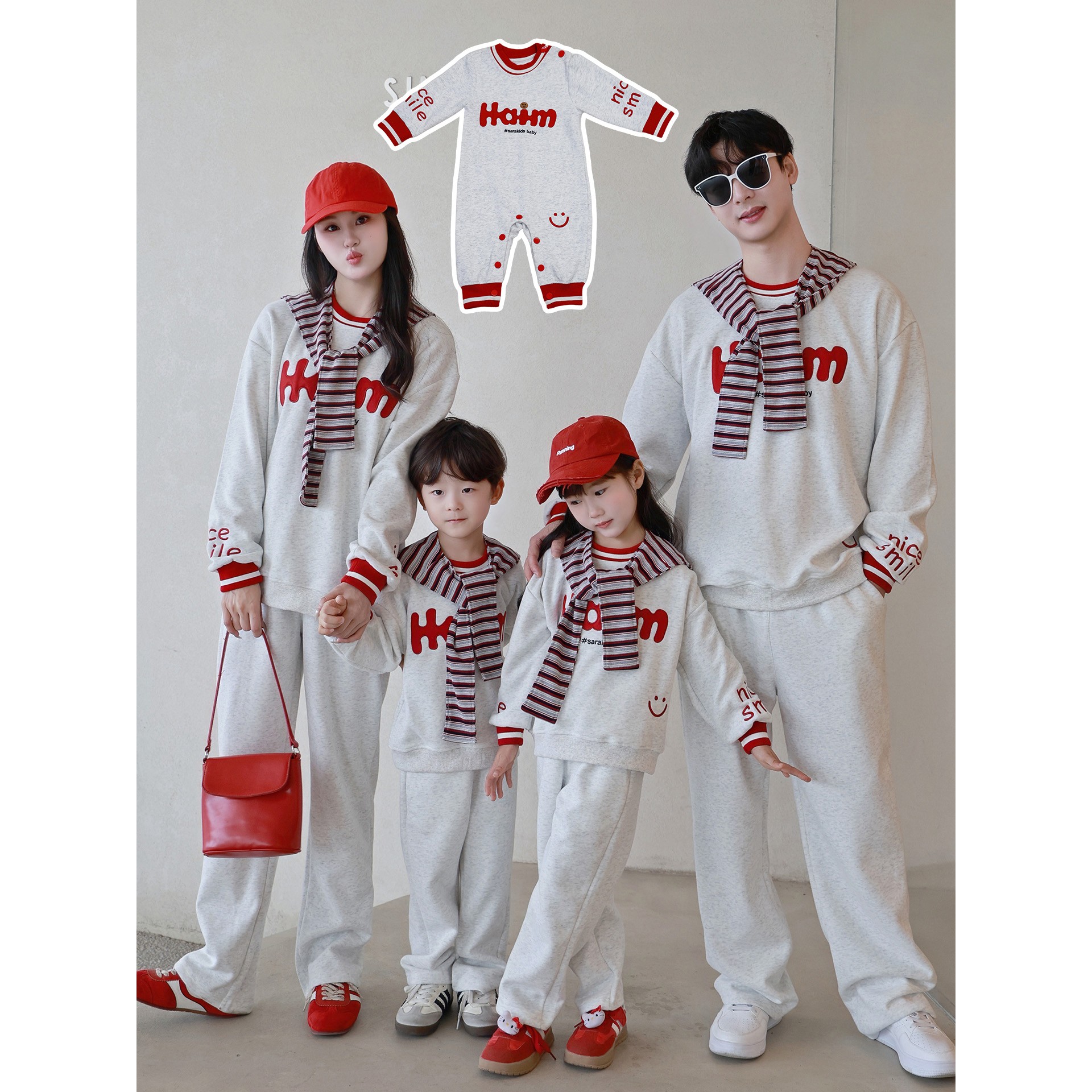 一家三口亲子装小月龄周岁卫衣2025秋冬新款母女母子运动套装潮