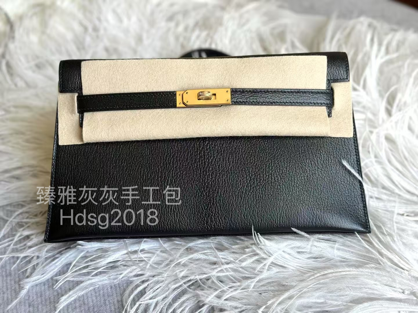 凯莉腋下包27 黑色Mysore山羊皮 全手工制作手提包