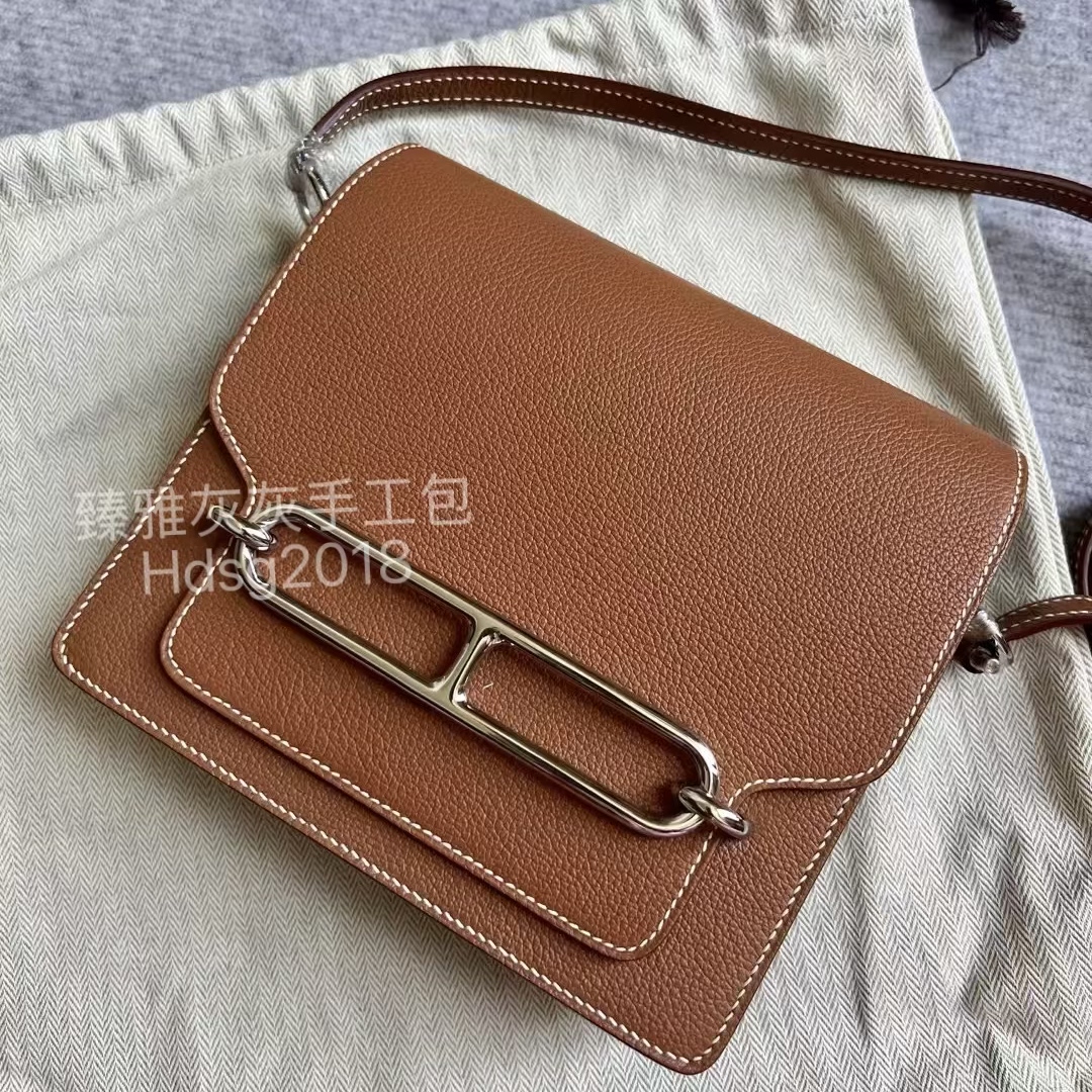 猪鼻子包18 金棕色原厂evercolor皮 全手工制作斜挎包