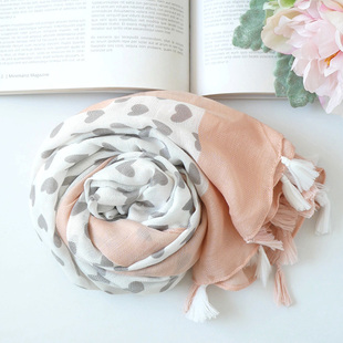 轻甜日记 甜美小清新棉麻围巾女 温柔粉白百搭春秋丝巾 夏季披肩
