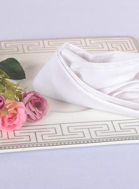 白色口布加厚纯棉餐巾布西餐布咖啡用布托盘垫布打杯布易折花定做