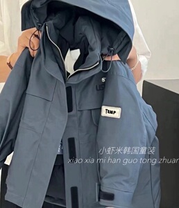 韩国2023男童女童冬季派克羽绒服 中大童亲子款工装羽绒服外套 厚