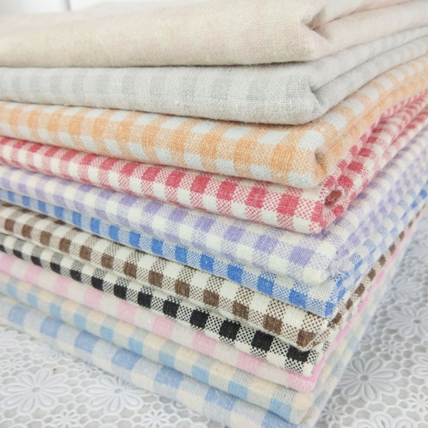 diy日单松山水洗棉格子布料面料
