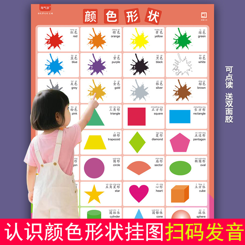 小蝌蚪点读颜色形状挂图分类卡片