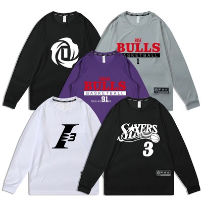 公牛罗斯篮球衣训练服长袖T恤