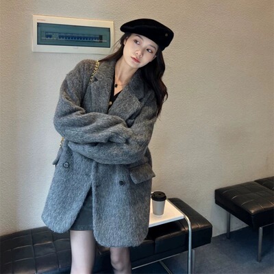西装毛呢外套女2025新款小个子