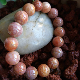 上新 天然珊瑚玉彩花菊花石手链龟壳手串佛珠单圈男女礼品手镯