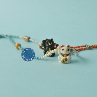IDR LLC | HANDMADE星际碎片回收公司可爱复古琉璃珠招财猫项链