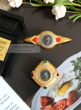 AnnieJewelry罗马人像钱币胸针