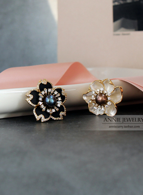 AnnieJewelry山茶花造型胸针