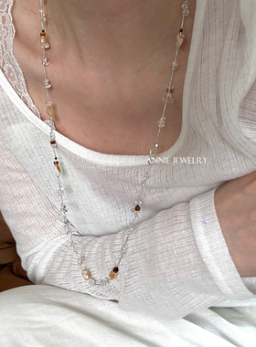 AnnieJewelry白水晶贝壳长项链