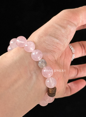 AnnieJewelry粉水晶串珠弹力手链