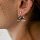 小众设计感前后式 质感重工 半圆环豆珠圈圈C形耳环 Jewelry Annie