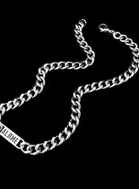 简约粗款字母项链男士古巴链锁骨