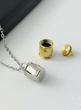 纪念宠物毛发亲人骨灰饰品金朱砂防水香水瓶吊坠钛钢项链女可刻字