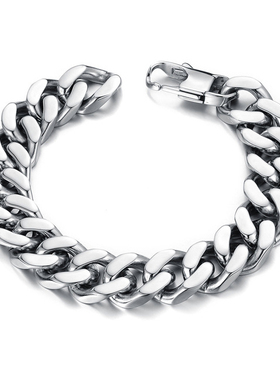 粗款男士钛钢手链不掉色潮男饰品