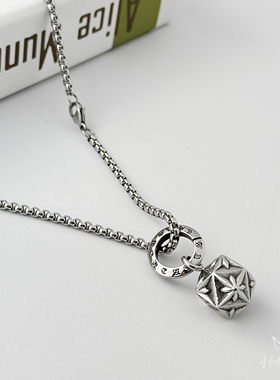 不掉色钛钢项链男士配饰小众嘻哈八芒星吊坠百搭饰品女轻奢高级感