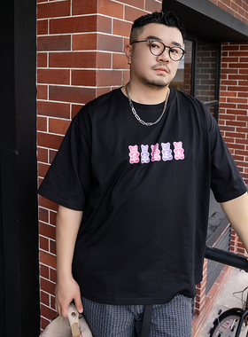 250gGEEEKPANDA加肥加大宽松大码男夏圆领卡通休闲印花T恤9196