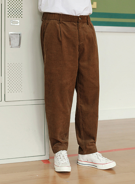 GEEEKPANDA大码休闲灯芯绒西裤男秋季轻商务咖色松紧腰长裤子8957