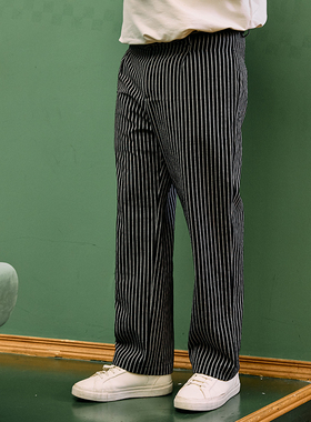 GEEEKPANDA加肥加大宽松大码男春休闲显瘦条纹小锥形西裤9281
