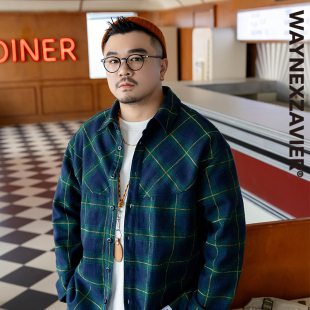 9323 衬衫 GEEEKPANDA加肥加大宽松大码 冬男加绒翻领休闲格子长袖