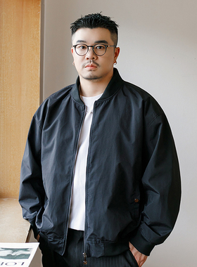 GEEEKPANDA大码飞行员夹克男宽松秋季加肥加大薄款棒球领外套8735