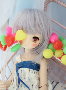 BJD娃娃1/3分假发SD娃娃烟灰紫色中长发反翘毛草莓MDD软萌假毛SD