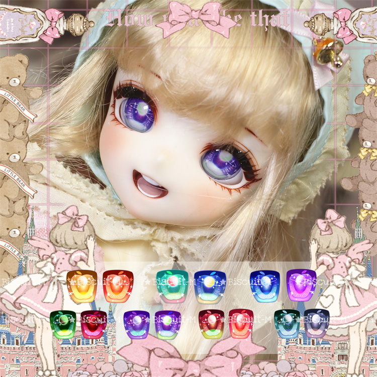 BJD娃娃星球苹果眼珠1/6分娃1/4分软妹渐变彩瞳水贴眼珠自制压眼