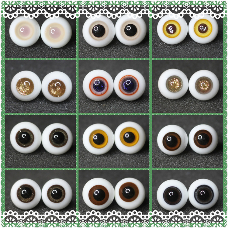 BJD娃娃眼睛10mm眼珠1/8分1/12分黑棕色黑瞳OB11仿真人风玻璃眼球